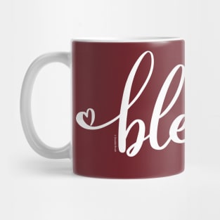 Blessed Word Art Design with Hearts Mug